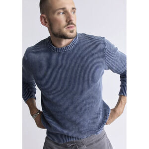 Buffalo David Bitton Men Washy Cotton Textured Knit Sweater Whale Size S